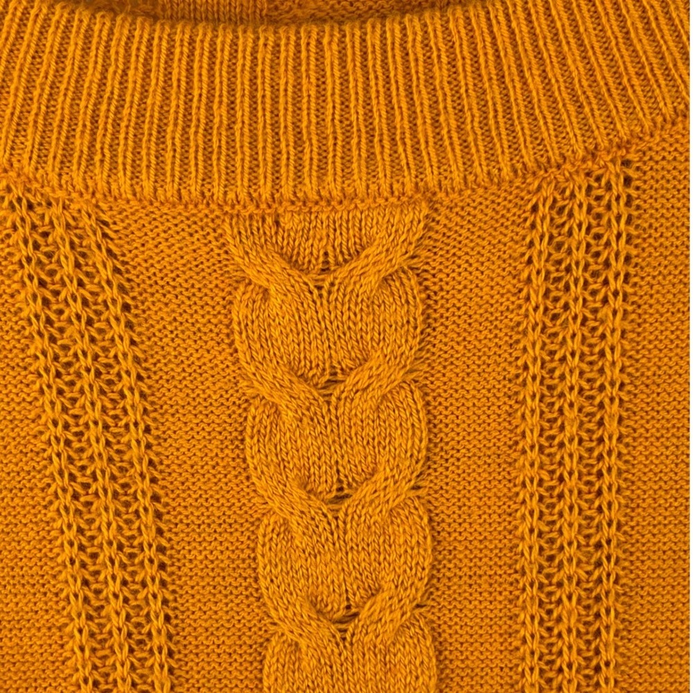 a new day Mustard Cable Knit Sweater Women's Large Cotton Blend Cozy Fall - Picture 4 of 7